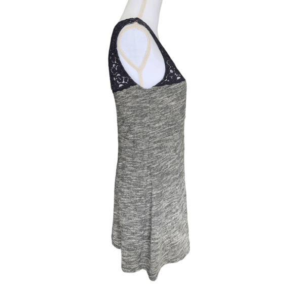 Anthropologie Lilka Size Medium Space Dye Esme Dress Navy Blue White Lace Detail - Picture 5 of 12